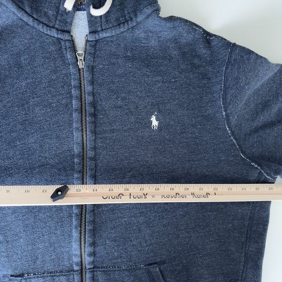 Polo Ralph Lauren Hoodie Men XXL Blue Heather Full Zip Sweatshirt Vintage Heavy - Picture 9 of 10
